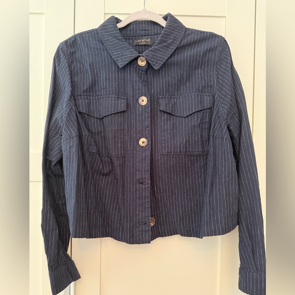Lane Bryant Boxy Cropped Striped Jacket, 20